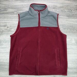 Brooks Brothers Vest Adult XL Gray Red Colorblock Fleece Full Zip Sherpa Golf